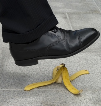 Businessman banana accident